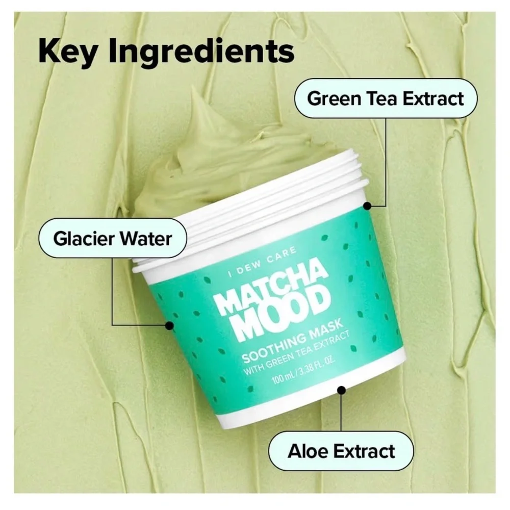 I Dew Care Matcha Mood Face Mask Green Tea Soothing Hydrating Korean KBeauty